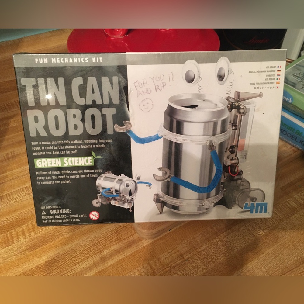 Tin can robot mechanics set.